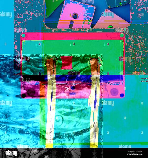 Bild-Collage aus Fotos in grellen Farben mit negativen Farbfilter-Effekten